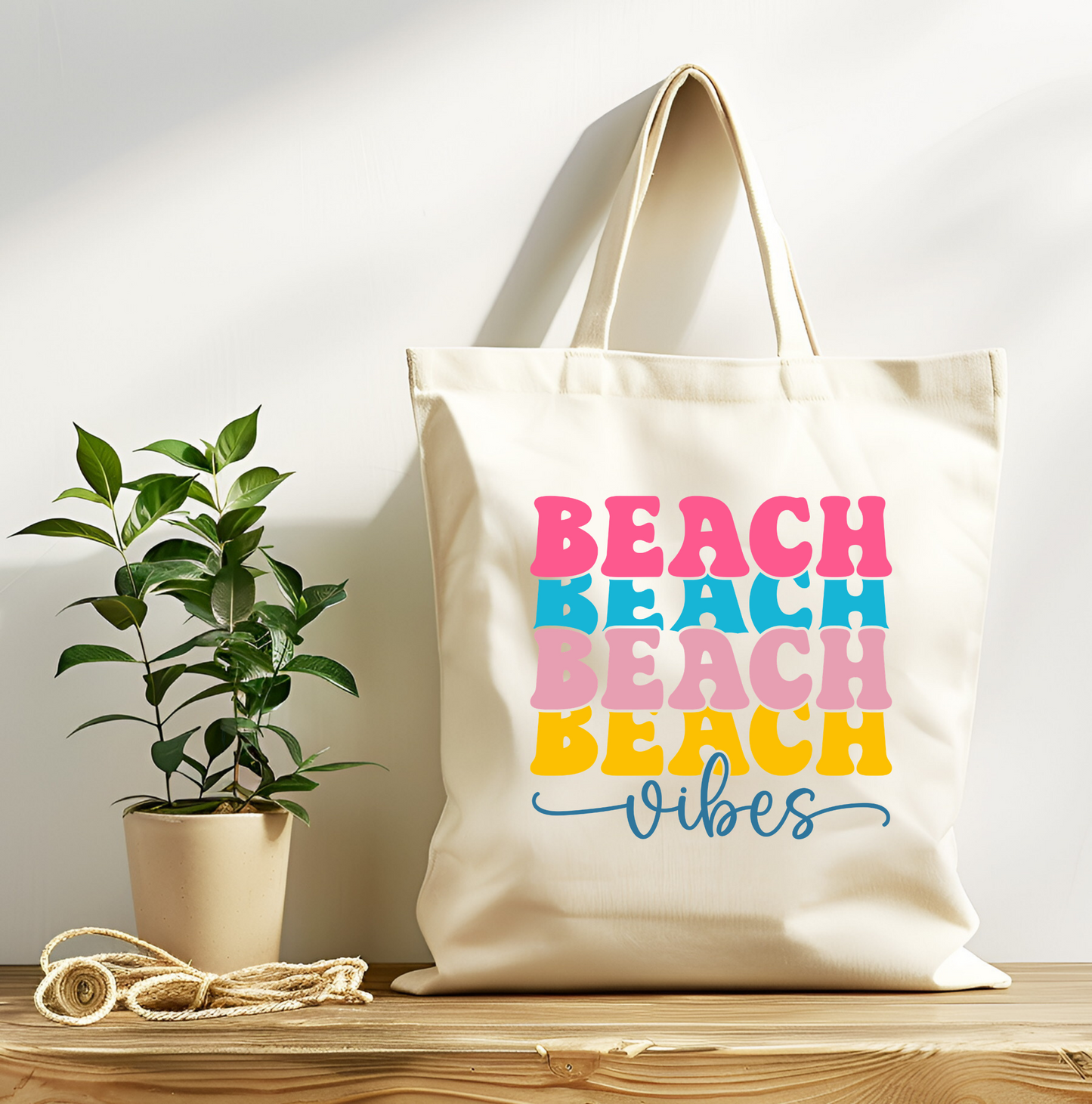 Beach Vibes Canvas Tote Bag