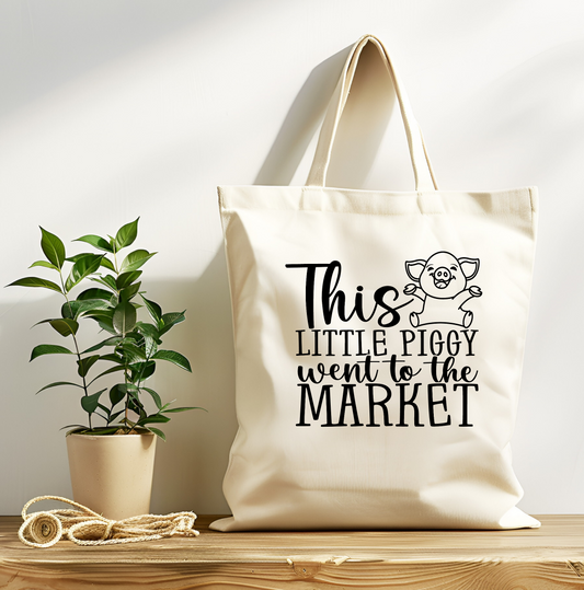Piggy went to the Market Canvas Tote Bag